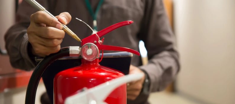 Carry out checks of fire extinguishers in care home as fire safety risk assessment