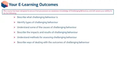Challenging Behaviour Awareness objectives