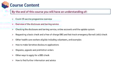 DBS Certificate Course Overview