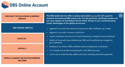 DBS Certificate DBS Online Account