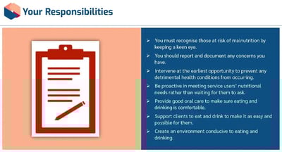 Diet and Nutrition staff responsibilities