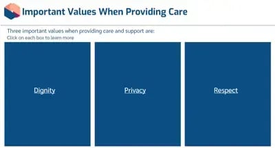 Dignity, Privacy and Respect important values