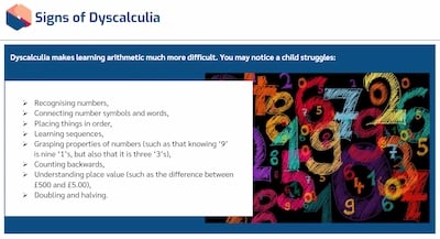 Dyscalculia Awareness Signs