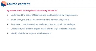 Food Safety Level 2 Awareness objectives