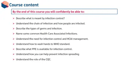 Infection Control Awareness objectives