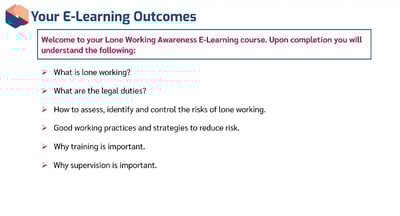 Lone Working learning outcomes