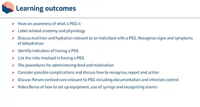 PEG Feeding Learning Outcomes