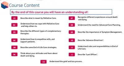 Palliative and End of Life Care objectives