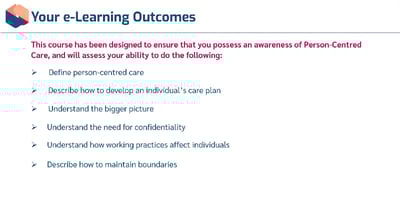 Person Centred Care Awareness Learning Outcomes