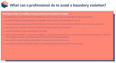 Professional Boundaries Awareness Boundary Violation