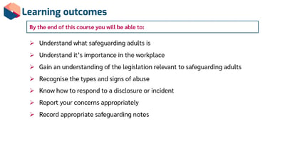 Safeguarding of Adults Level 1 Learning Outcomes