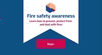 Screenshot of Fire Safety Awareness course Begin slide