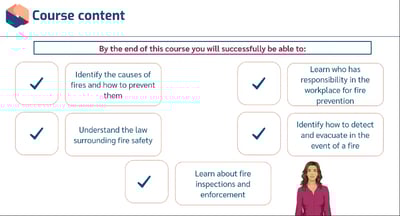 Screenshot of Fire Safety Awareness course content