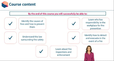 Screenshot of Fire Safety Awareness course content