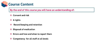 Screenshot of Medication Advanced Course Content
