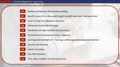 Staff Appraisal Skills standard agenda for supervision