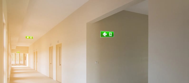 Emergency lighting for care home fire exit