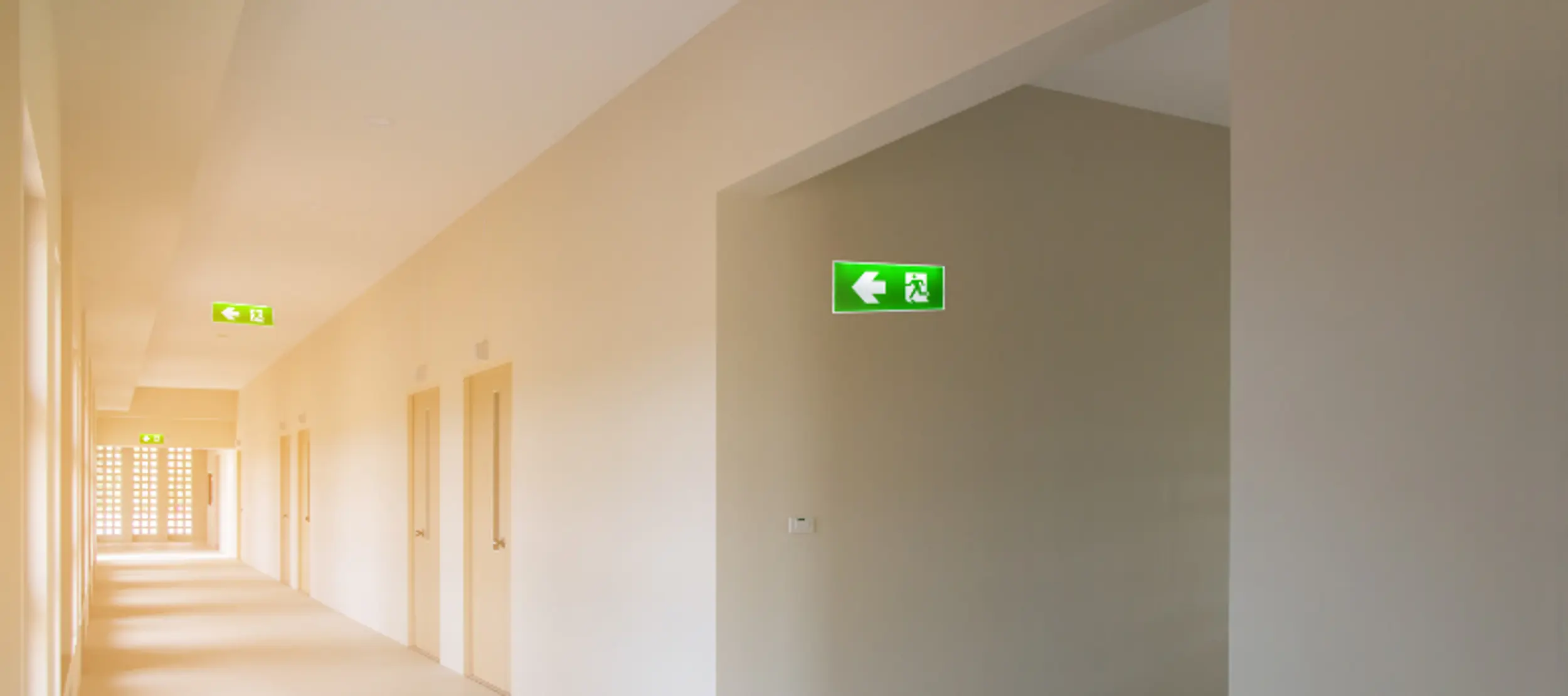 Emergency lighting for care home fire exit